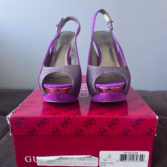 Guess Billow Pink/Fuschia/Glitter Suede Stilettos size 6.5 - Picture 2 of 11